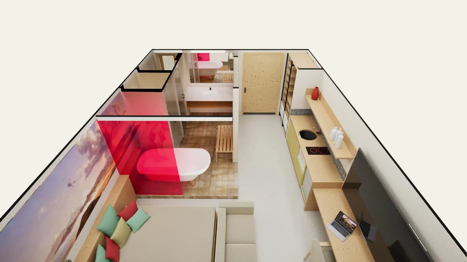 Interior de la Suite Modular Casa MÍO